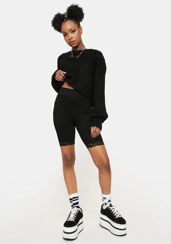 Noir Answer My Call Biker Shorts