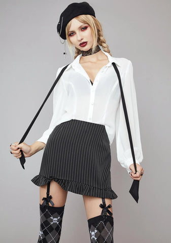 Bad Impression Pinstripe Garter Skirt