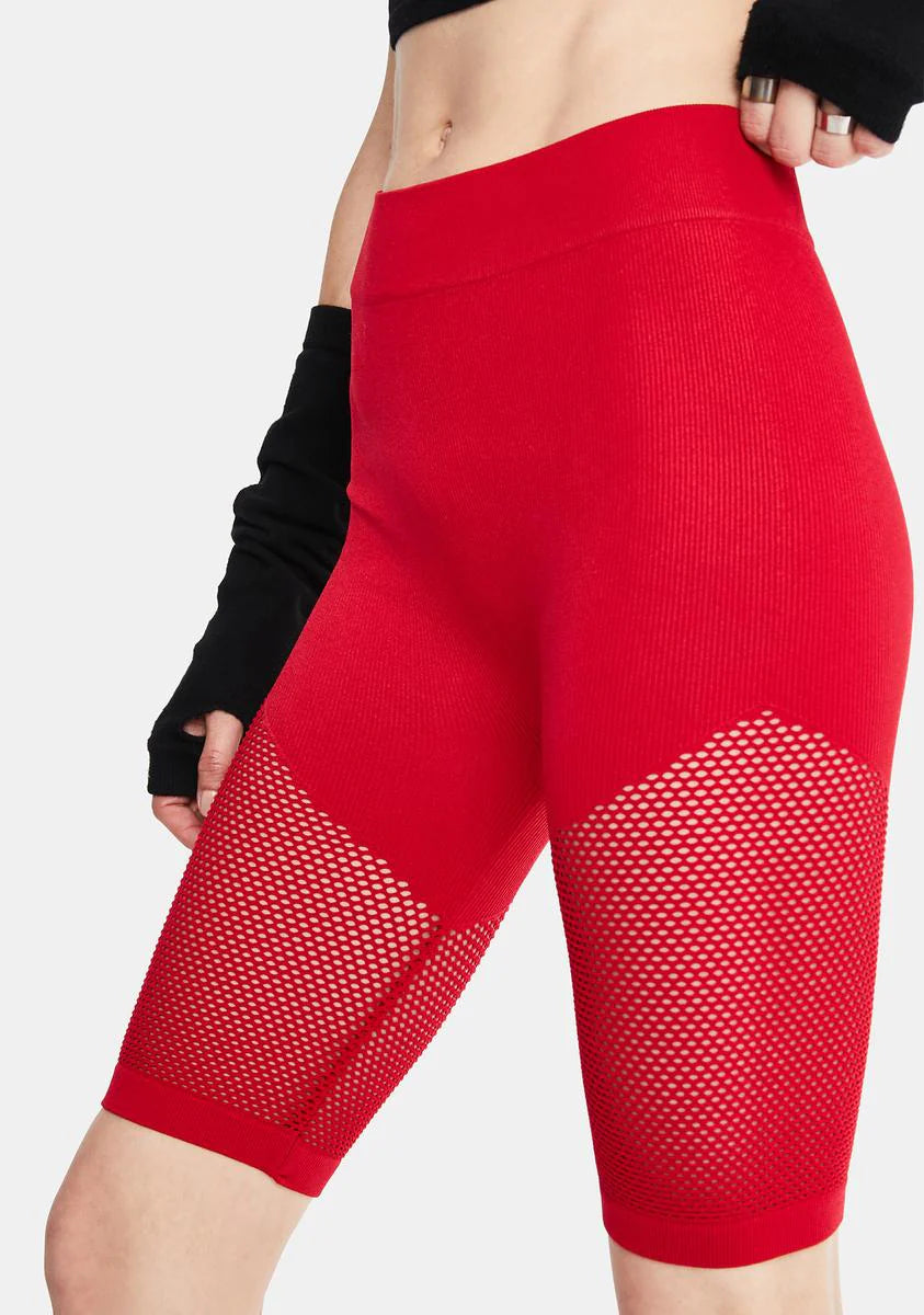 Hot 10% Luck Mesh Panelled Biker Shorts