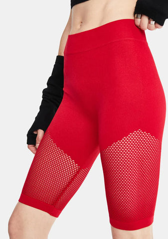 Hot 10% Luck Mesh Panelled Biker Shorts