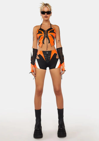 Orange Moto Butterfly Top