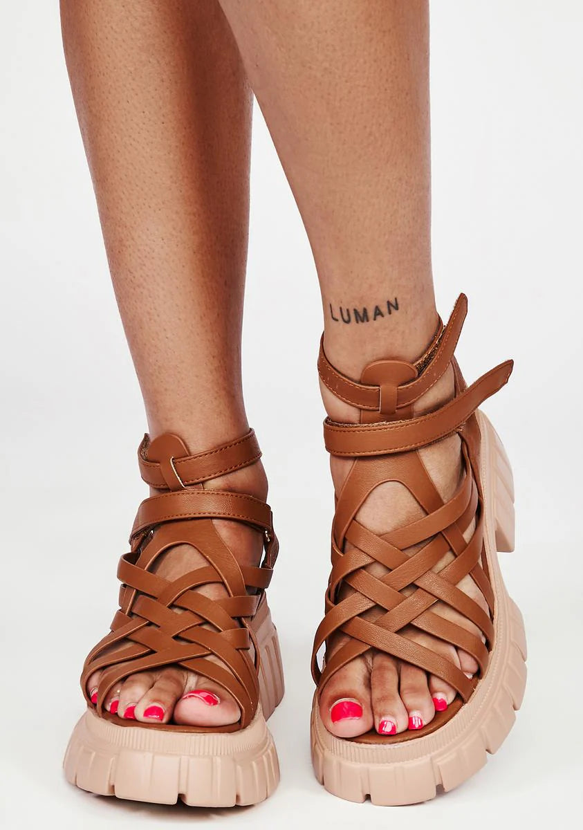 Cocoa No Guarantees Platform Sandals