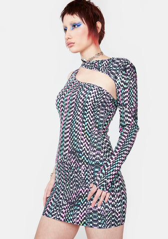 Digital Daze Cut-Out Mini Dress