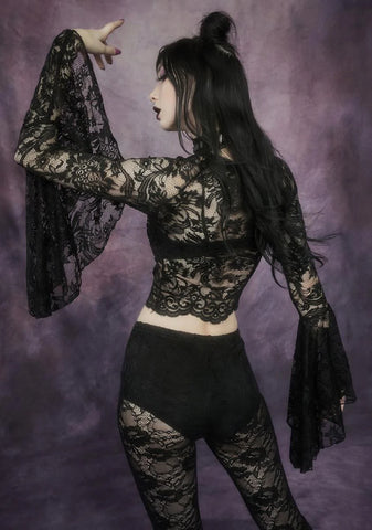 Shadows Of Moonlight Lace Bell Sleeve Top
