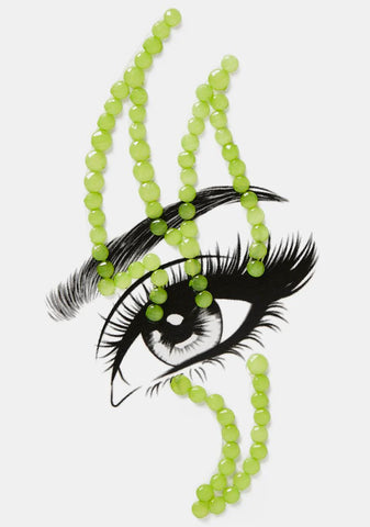 Green Flame On Rhinestone Face Gems