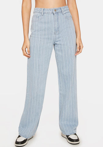 Showin' Up Striped Wide Leg Jeans