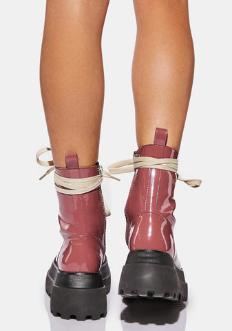 Stay Inspired Patent Combat Boots