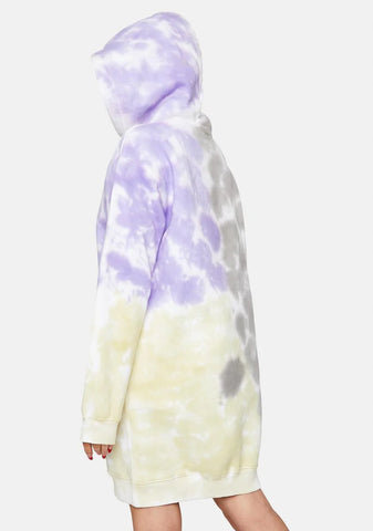 Tie Dye Printed Logo Hoodie Dress