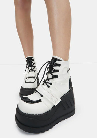 White Void Stomper Platform Wedge Boots