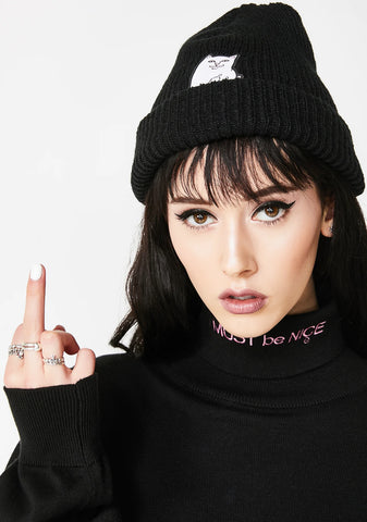 Midnight Lord Nermal Ribbed Beanie