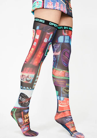 Midnight City Thigh High Socks
