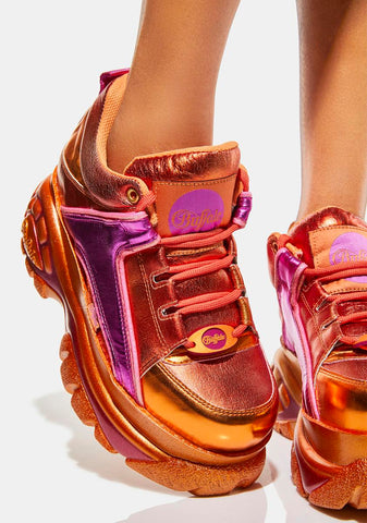 Orange Metallic Classic Low Platform Sneakers