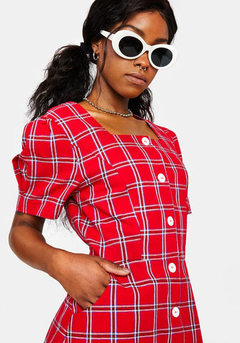 Hottie Got You Addicted Plaid Mini Dress