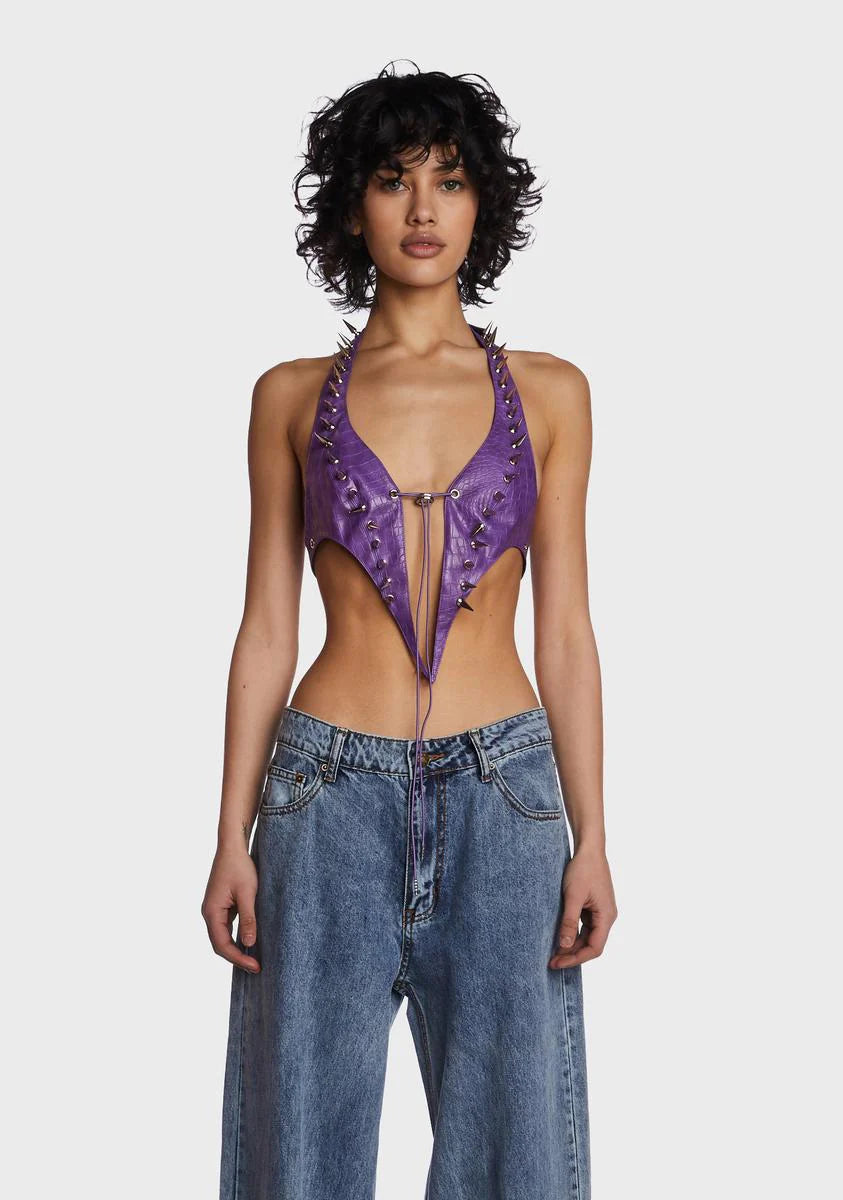 Purple Rivet Halter Top