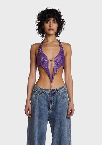 Purple Rivet Halter Top