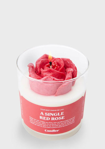 A Single Red Rose Candle