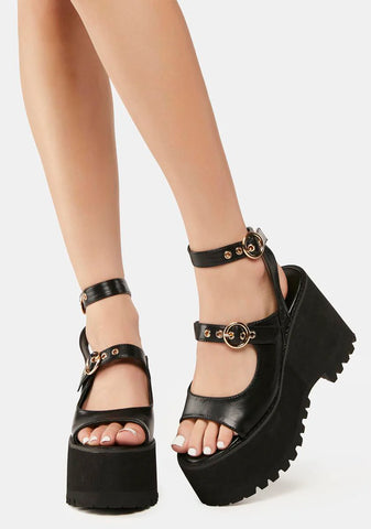 Black Gessie Platform Sandals