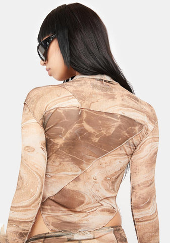 Atmosphere Rockslide Print Mesh Top