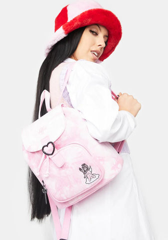 Pink Acid Wash Denim Angel Backpack