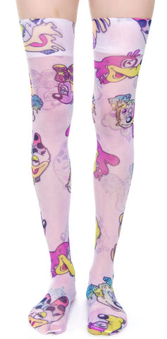 Worped On Acid Sheer Knee High Socks