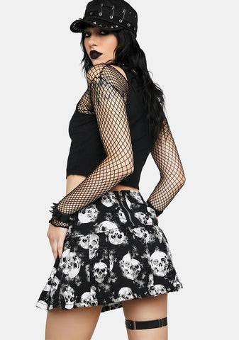 Shadow Skull Mary Chain Pleated Skirt