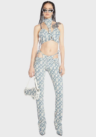 Monogram Denim Neckholder Top