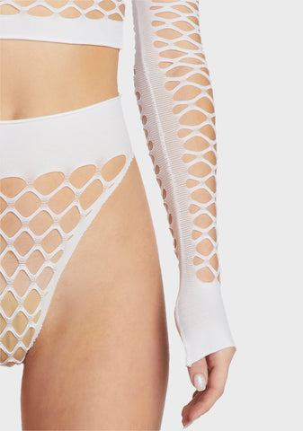 Electric Bolt Fishnet Set - White
