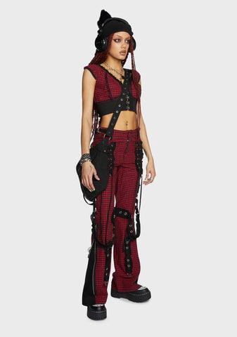 Red And Black Bo Peep Crop Top