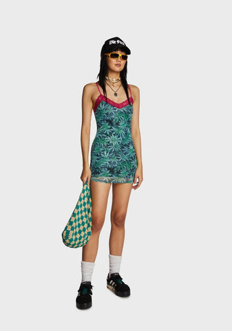 Weed Lace Trim Dress