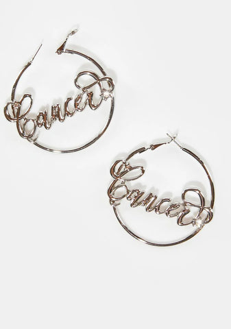Right Hand Girl Cancer Hoop Earrings