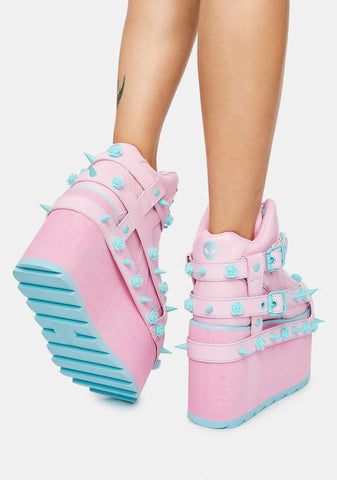 Baby Pink Qozmo Bondage Rose Platform Sneakers