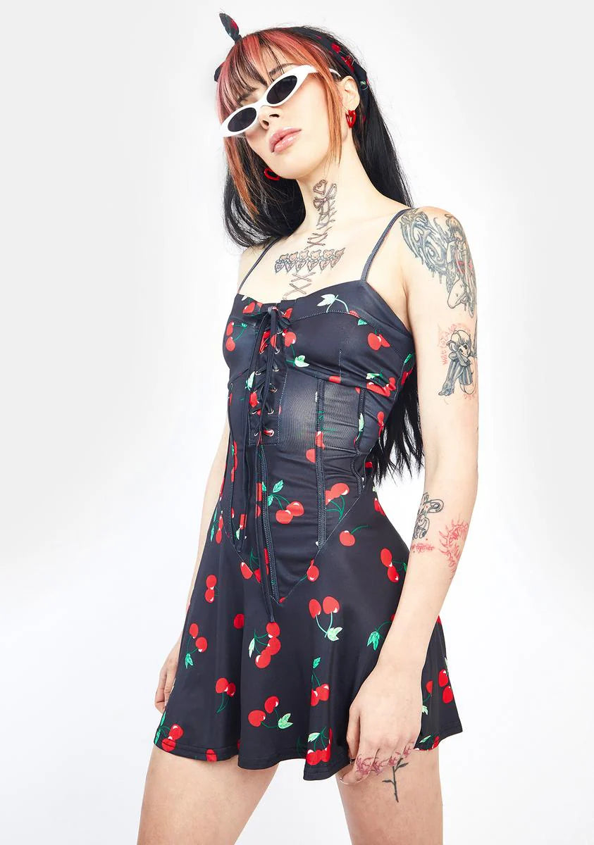 Dark Sweet Serenity Cherry Mini Dress