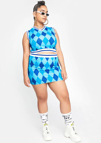 Plus Argyle Rib Mini Skirt