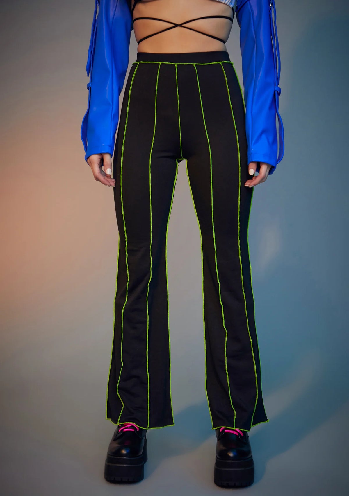 Lime Livin' Reckless Contrast Stitch Pants