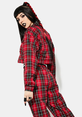 Hate To Love Plaid Trucker Jacket