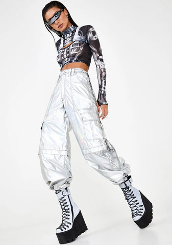 Rave Action Holographic Cargo Pants