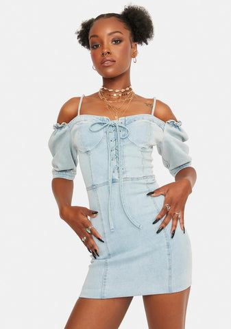 Hit Me Up Denim Mini Dress