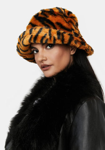 Fierce Tiger Faux Fur Bucket Hat