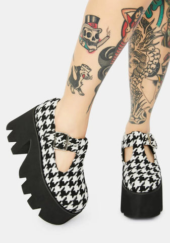 Tee Houndstooth Platform Mary Janes