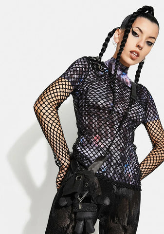 Personality Punk Perspective Mesh Tee Shirt