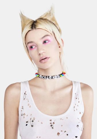 Rainbow Dolls Kill Spiked Choker