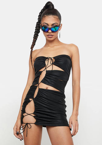 Hot Beat Lace Up Mini Dress