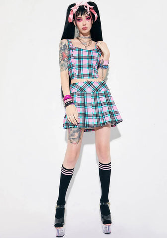 Mistakes & Heartbreaks Plaid Corset Top