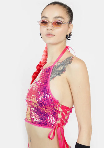 Lady Technotopia Flip Sequin Top