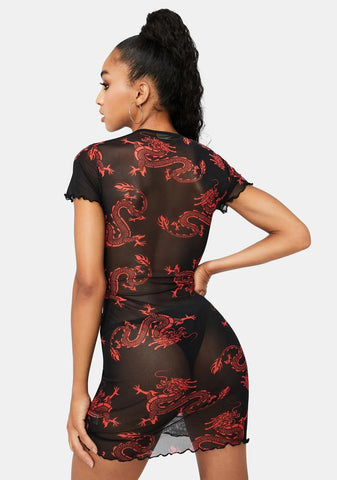 She Breathes Fire Mesh Dress