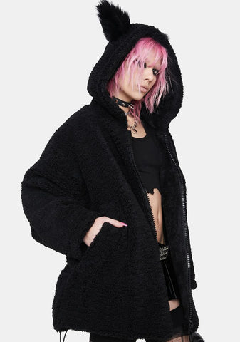 Wooly Loose Medium Length Coat