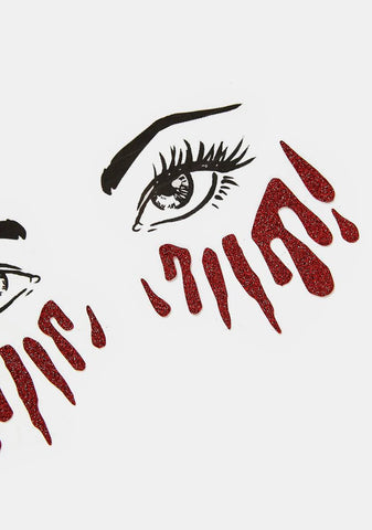 Bloody Awesome Glitter Tears Face Sticker