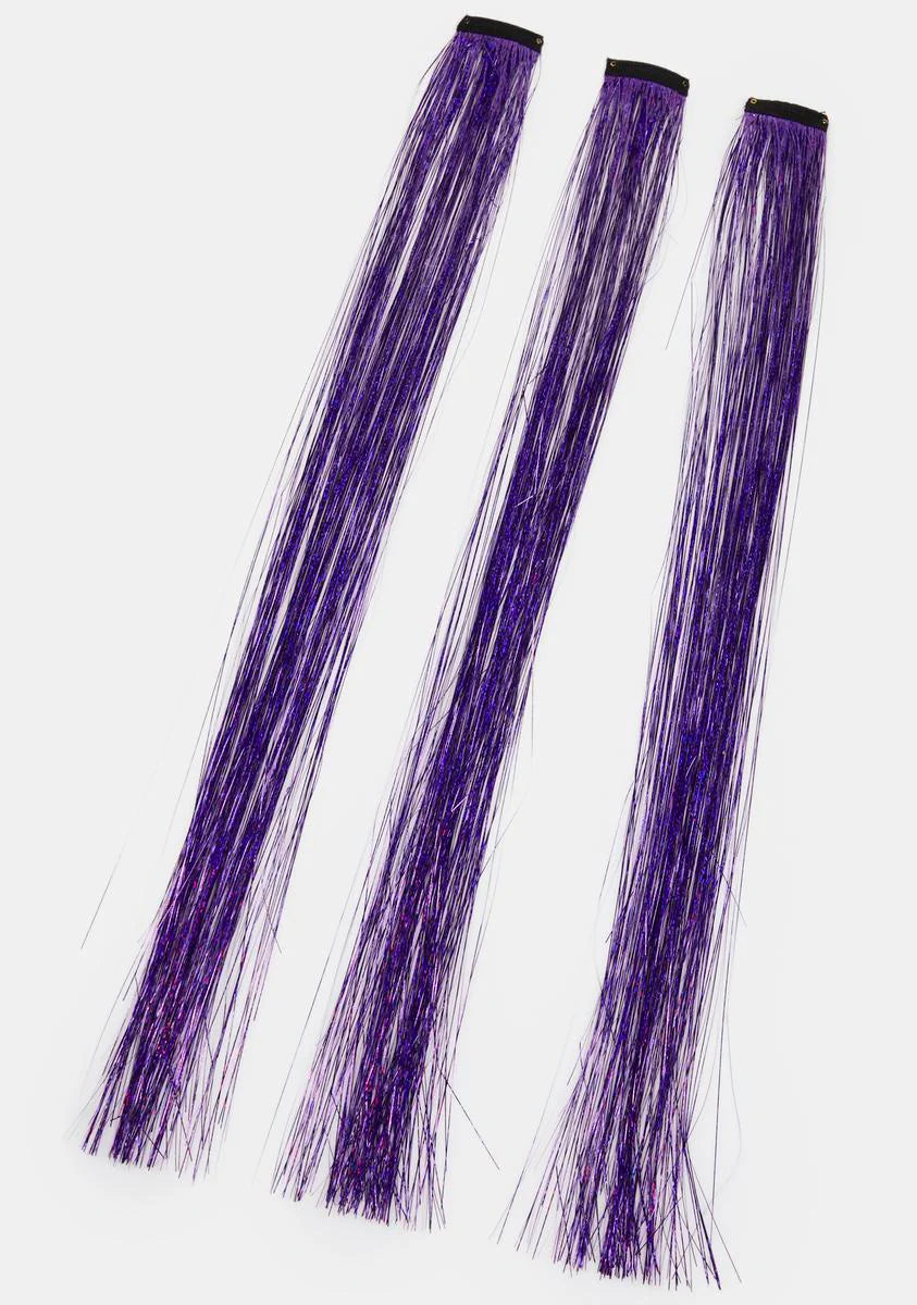 Purple 20" Hair Tinsel Extension 3-Pack