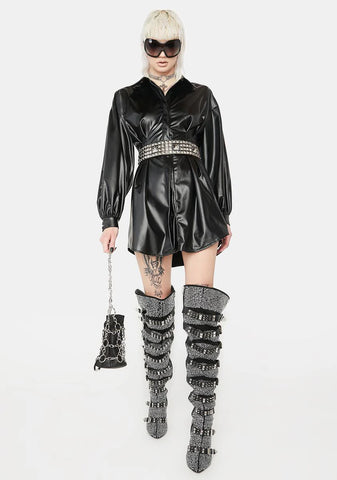 Midnight Last Minute Invite Shirt Dress