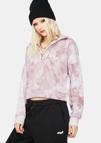Grape About The Vibe Tie Dye Cropped Pullover